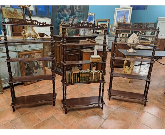 Tre piccole librerie étagères in palissandro