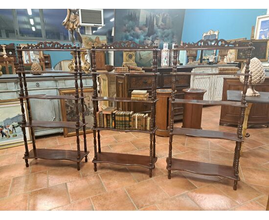 Tre piccole librerie étagères in palissandro