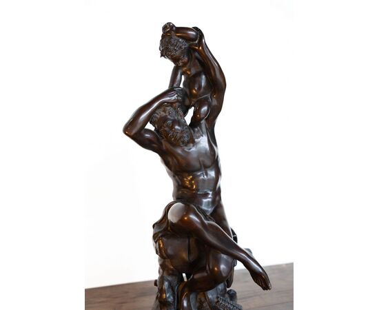 Bronze sculpture of a male nude with child – Ferdinando De Luca, Naples, late 19th century