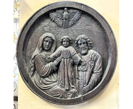 
Coppia di tondi in bassorilievo ligneo con scene sacre, Toscana, XVII secolo