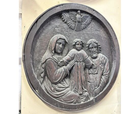 
Coppia di tondi in bassorilievo ligneo con scene sacre, Toscana, XVII secolo