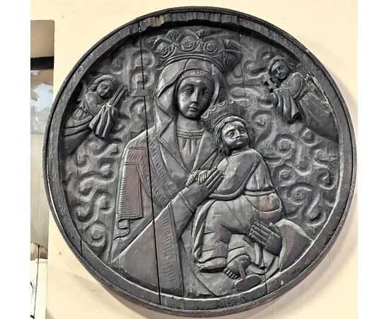 
Coppia di tondi in bassorilievo ligneo con scene sacre, Toscana, XVII secolo