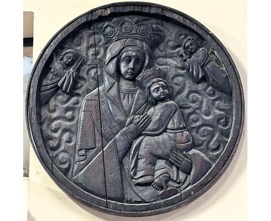 
Coppia di tondi in bassorilievo ligneo con scene sacre, Toscana, XVII secolo