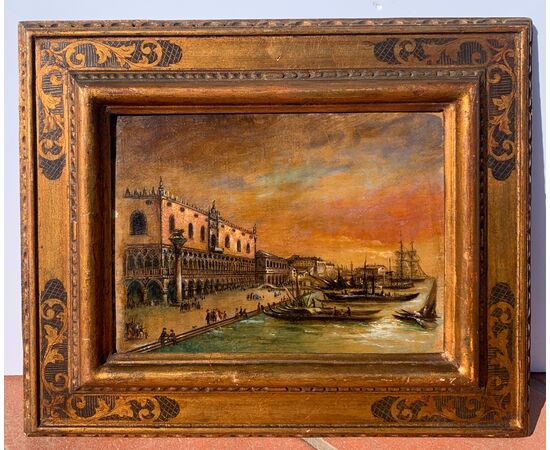 Venetian painter (early 19th century) - Venice, view of the St. Mark's Basin towards the Riva degli Schiavoni.