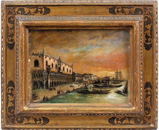 Venetian painter (early 19th century) - Venice, view of the St. Mark's Basin towards the Riva degli Schiavoni.