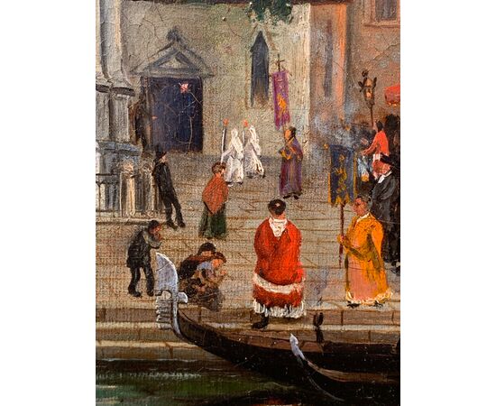 Pittore veneziano (datato 1892) - Venezia, veduta del campo SS. Giovanni e Paolo con la statua del Colleoni.