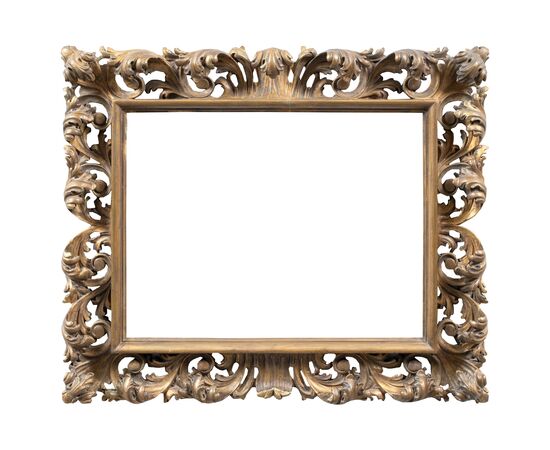 Carved and gilded wooden frame. Italy, 19th century.