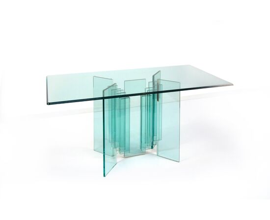 Console in cristallo trasparente, metà del XX secolo