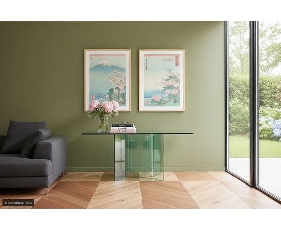 Console in cristallo trasparente, metà del XX secolo