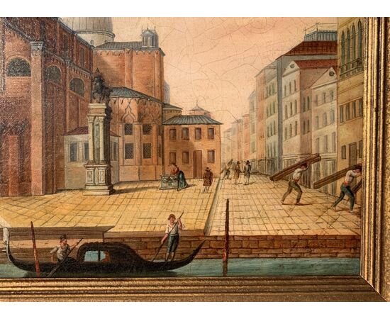 Pittore veneziano (XIX sec.) - Venezia, veduta del campo Santi Giovanni e Paolo.