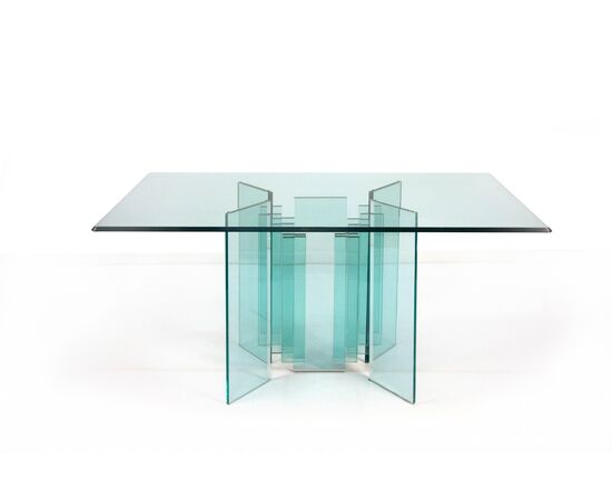 Console in cristallo trasparente, metà del XX secolo