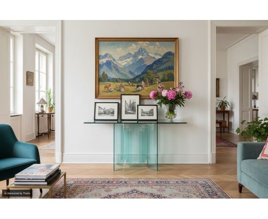 Console in cristallo trasparente, metà del XX secolo