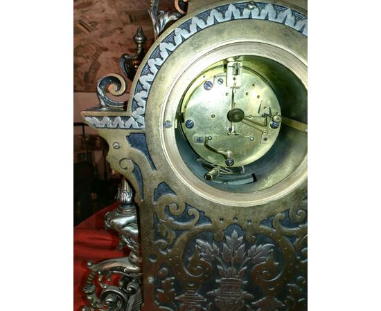 table clock in gilded bronze and silver
