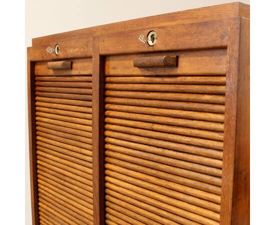 Antico classificatore archivio schedario serranda in rovere