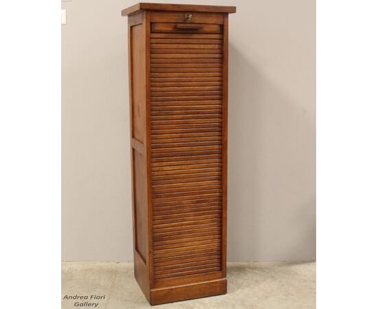 Antico classificatore archivio schedario serranda in rovere