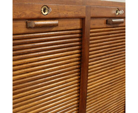 Antico classificatore archivio schedario serranda in rovere