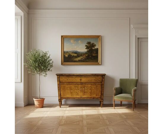 
Credenza Luigi XVI in legno intarsiato – Italia XIX secolo