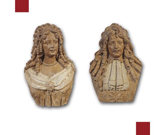 COPPIA DI BUSTI IN TERRACOTTA PRIMI DEL XVIII SECOLO