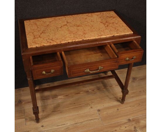 Italian inlaid table with marble top from 20th century