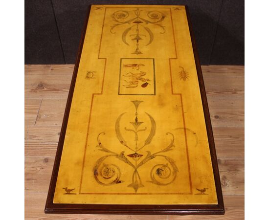 Tavolino italiano in legno con piano in marmo anni 60