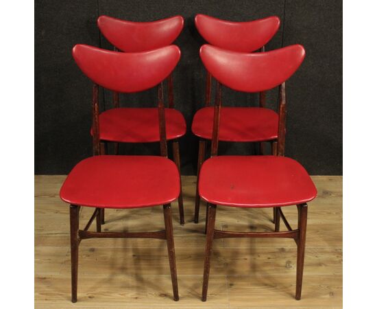 4 sedie italiane di design in finta pelle anni 70