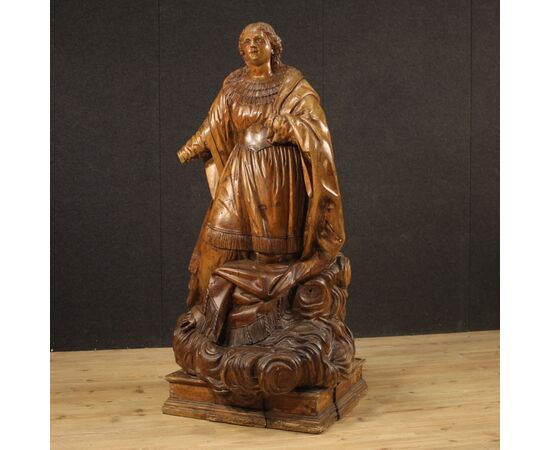 Ancient German sculpture Saint on a cloud from 18th century