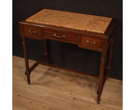 Italian inlaid table with marble top from 20th century