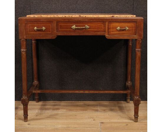 Italian inlaid table with marble top from 20th century