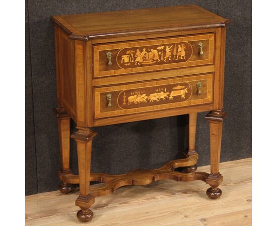 Inlaid wooden chest of drawers in Louis XIV style