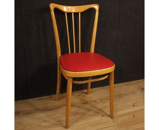 Sedie italiane di design in legno esotico e finta pelle anni 60
