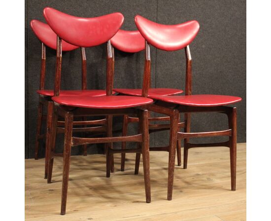 4 sedie italiane di design in finta pelle anni 70