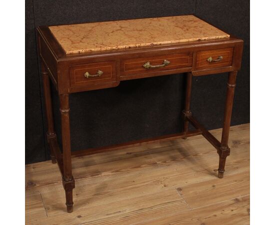 Italian inlaid table with marble top from 20th century