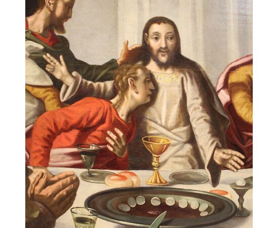 Antique Flemish painting Last Supper from 16th century