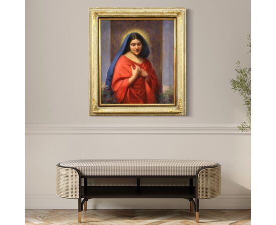 Italian religious painting Madonna dated 1929