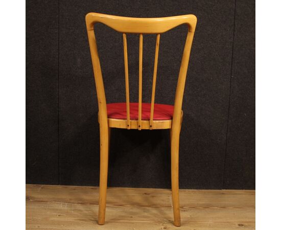 Sedie italiane di design in legno esotico e finta pelle anni 60