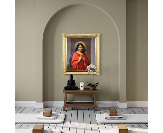 Italian religious painting Madonna dated 1929