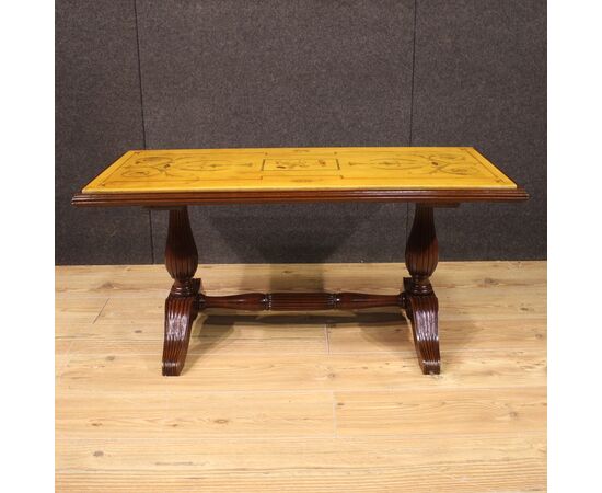 Tavolino italiano in legno con piano in marmo anni 60