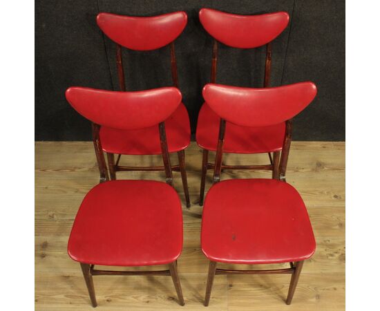 4 sedie italiane di design in finta pelle anni 70