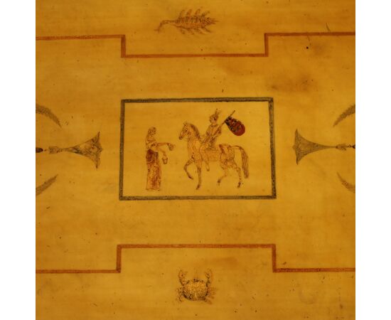 Tavolino italiano in legno con piano in marmo anni 60