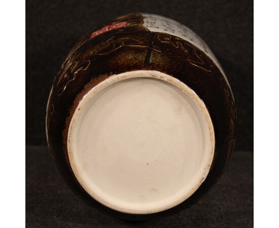 Chinese painted ceramic vase with warrior on horseback