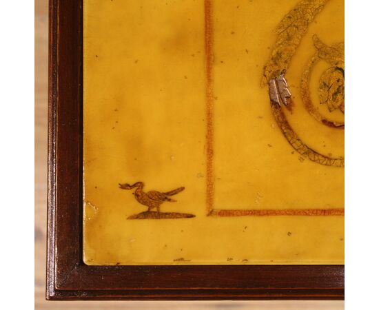 Tavolino italiano in legno con piano in marmo anni 60