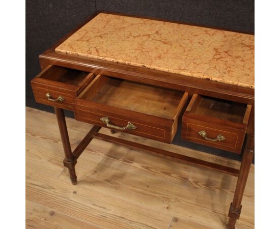 Italian inlaid table with marble top from 20th century