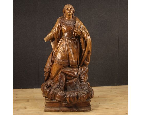 Ancient German sculpture Saint on a cloud from 18th century