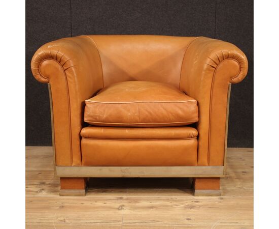 Italian design armchair in leather from the 70s