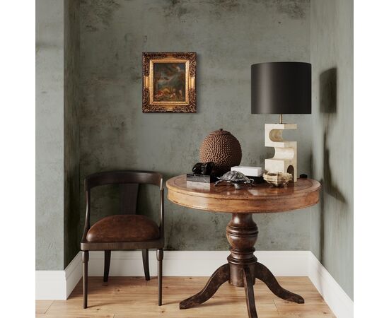 Flemish painting bucolic landscape from the 18th century