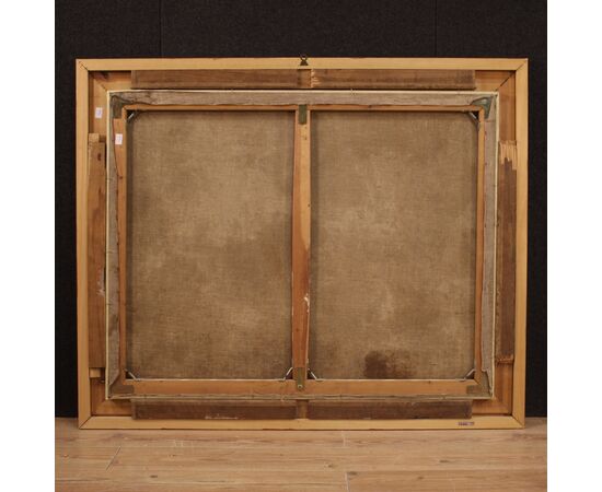 Antique painting from 18th century landscape with dog