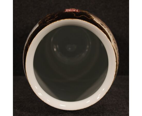 Chinese painted ceramic vase with warrior on horseback