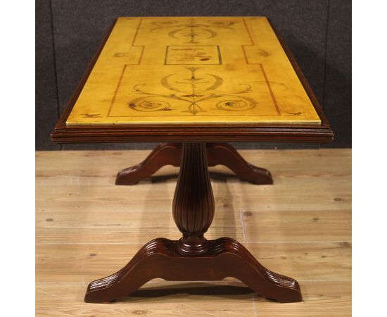 Tavolino italiano in legno con piano in marmo anni 60