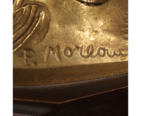 French clock in bronze and gilded antimony