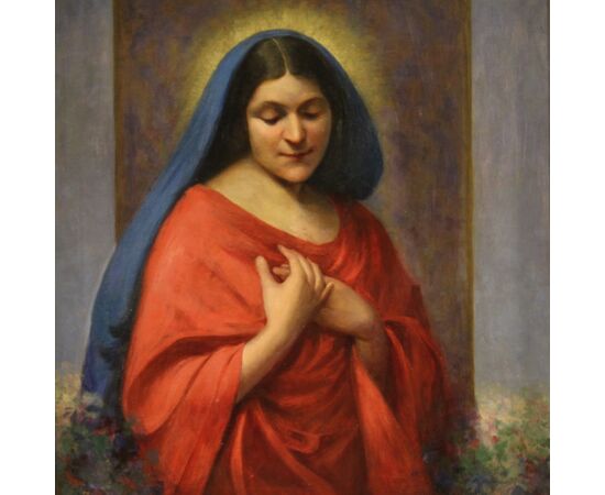 Italian religious painting Madonna dated 1929